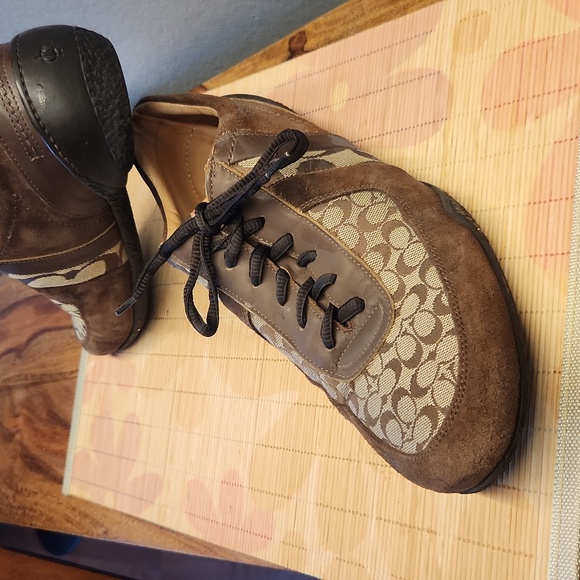 Coach Mens Sneakers 10½ Brown Suede and Monogram - Picture 5 of 13